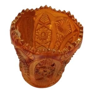 Imperial Marigold Carnival Glass Bellaire Pattern Toothpick Holder Vintage